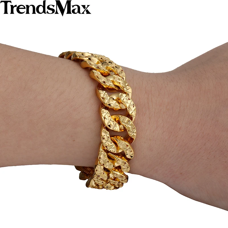 Trendsmax 14 мм в ширину 19 см длинные женские Девушки Мода Блестящий Браслет большой