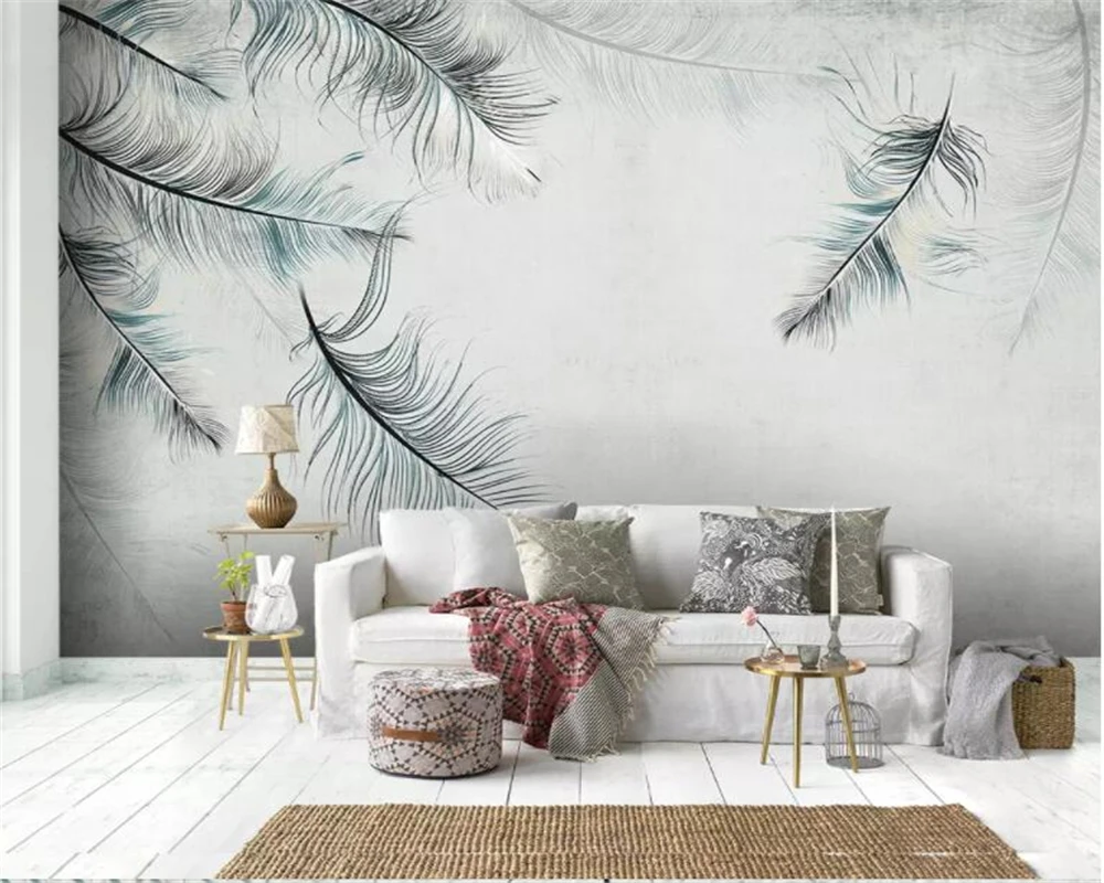 Обои на заказ с перьями и текстурой фотообои для дома декоративные обои гостиной