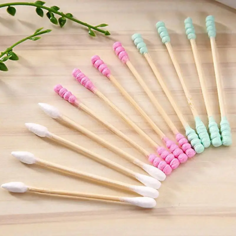 100 шт./компл. двойной головкой ватный тампон Для женщин макияжа ватные палочки наконечник для использования в медицинских деревянные палочки для носа, чистка ушей инструменты для здоровья