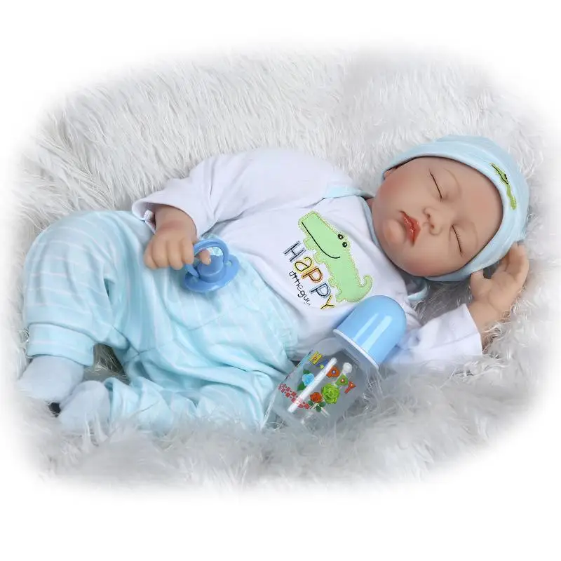Npk 22 ''силиконовые куклы Reborn реалистичные bebe спальный мальчик окрашенные