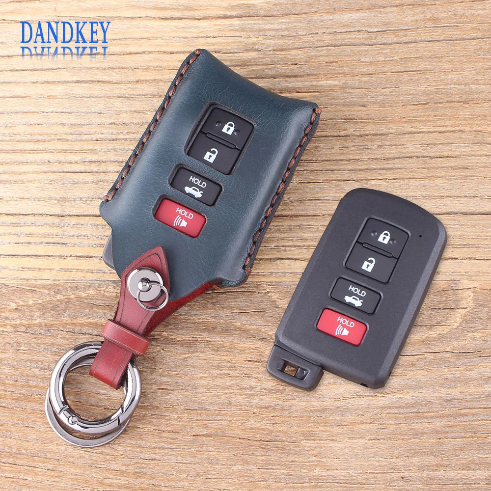 Dandkey чехол из натуральной кожи для ключей Fob 4 кнопки Toyota RAV4 Avalon Camry 2012 2013 2014 2015