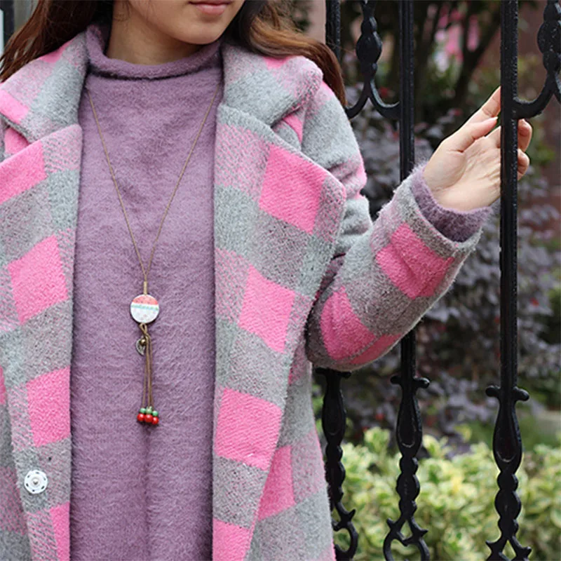 Керамический цветок кулон ожерелье полый листья чокер длинная плетеная