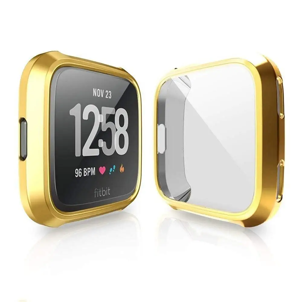 Gold AKBNSTED мягкие чехлы из термополиуретана Чехлы для Fitbit Versa полный экран Силиконовые серьги Чехол для Fitbit Versa Lite Smartwatch чехол - Цвет: Gold