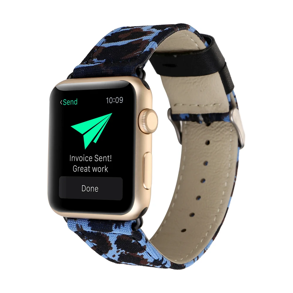 С леопардовым принтом из кожи и ткани ремешок для наручных часов Apple Watch 38 мм 40 42