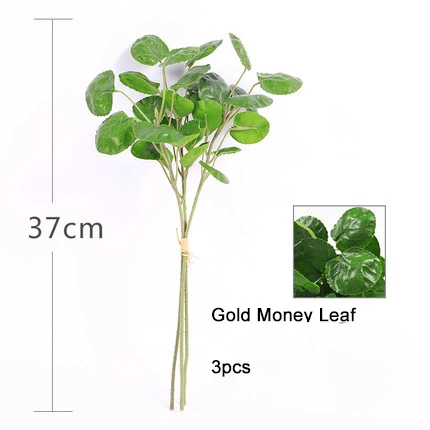 Gold money leaf Оливковое Холли, Вишня Чили, Милан, мятный кленовый лист Чили, искусственное пластиковое растение для свадьбы, украшение для йоги на весну - Цвет: Gold money leaf
