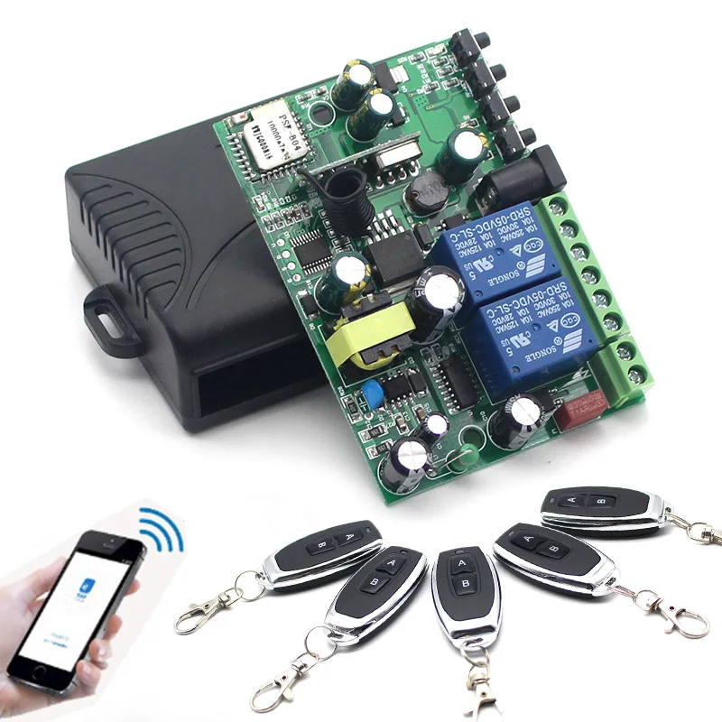 

KTNNKG DC12-24V AC90-250V WiFi&433MHz 10A 2CH relay home automation module wireless receiver for use with Alexa smart speaker
