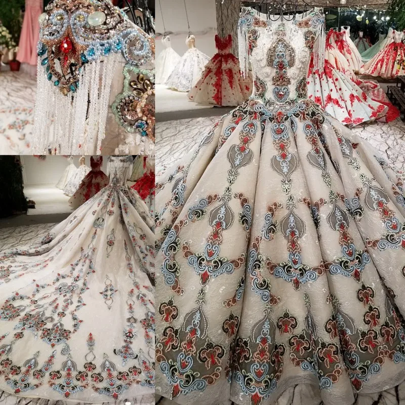 Элегантное серебряное кружевное бальное платье, свадебные платья Vestido De Noiva, пышные прозрачные кружевные свадебные платья «горный хрусталь»