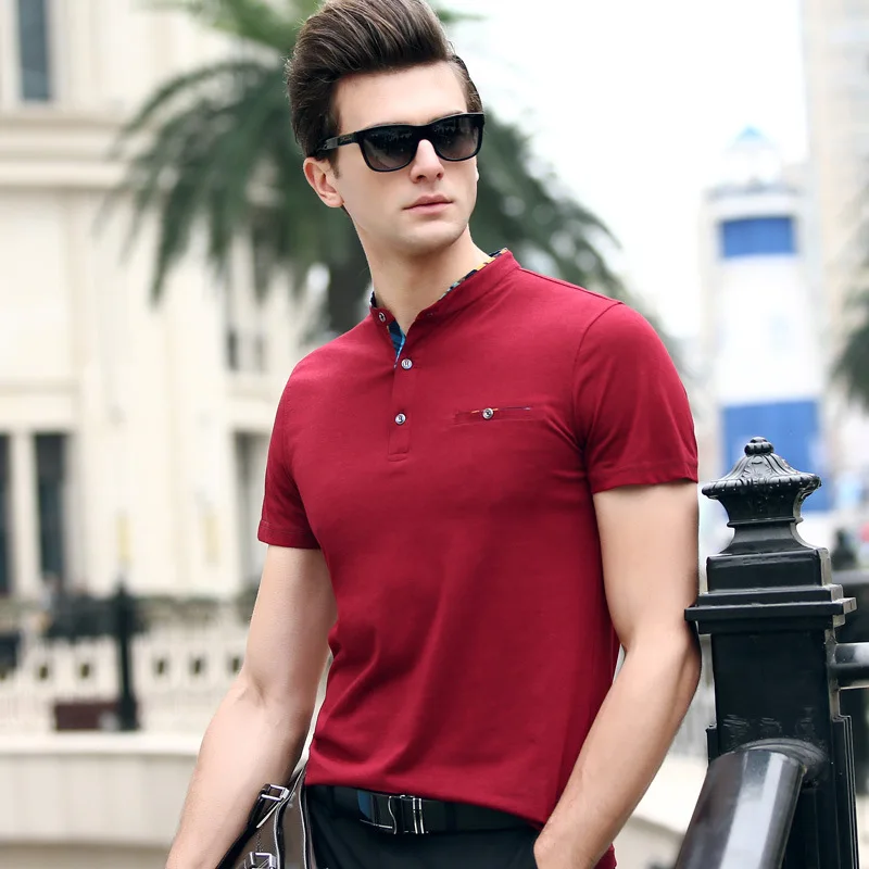 Hommes A Manches Courtes футболки Dete Coton Mince Entreprise De Mode повседневные Avec Boutons мужские Marque Vetements