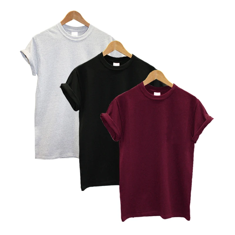 Maroon-Black-Grey 3 шт. Футболка женская хлопок короткий рукав Твердые Летние топы Новое поступление модные женские футболки размера плюс брендовая одежда - Цвет: Maroon-Black-Grey