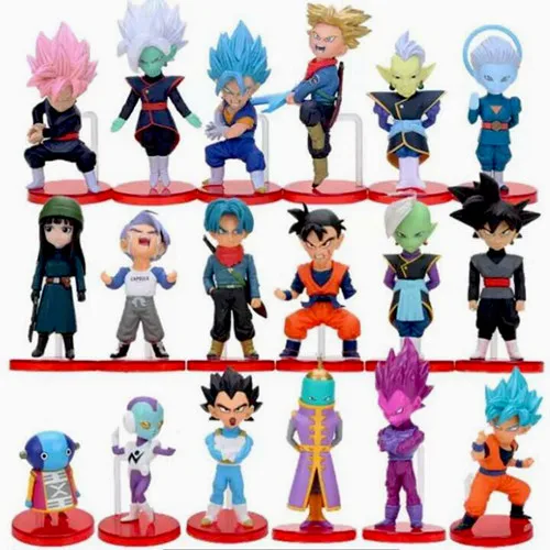 18 шт. Dragon Ball Super Saiyan Rose Black Son Goku Blue Vegeta Zeno Hit Jiren фигурки героев аниме хако Кабба Zamasu - Color: 18 dragon ball super