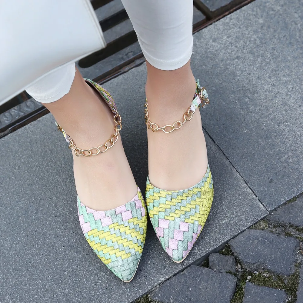 B2-7 Size 33-46 Office Ladies Patchwork Mixed Color Sandals Female D'orsay Shoes Woman Low Heels Women Confirm Career Shoe | Обувь