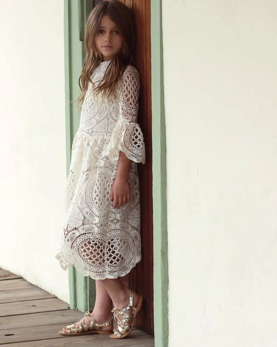 Children's clothes girl lace dress horn sleeve princess Evening Dress | Детская одежда и обувь