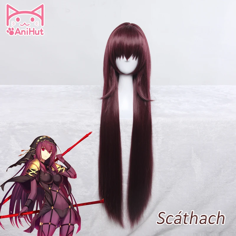 AniHut Scathach парик Fate Grand Order косплей парик синтетические термостойкие волосы женские аниме Fate Grand Order Косплей волосы