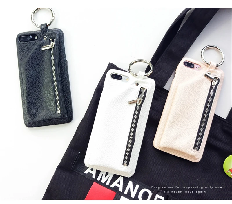 Bonvan чехол для iphone 8 X Case кожаный Luxury молния сумки кошелек смартфон бампер чехол на айфон X 7 6S 6 8 plus плюс сумка кольцо трудно PC задняя крышка случай защиты чехлы на телефон