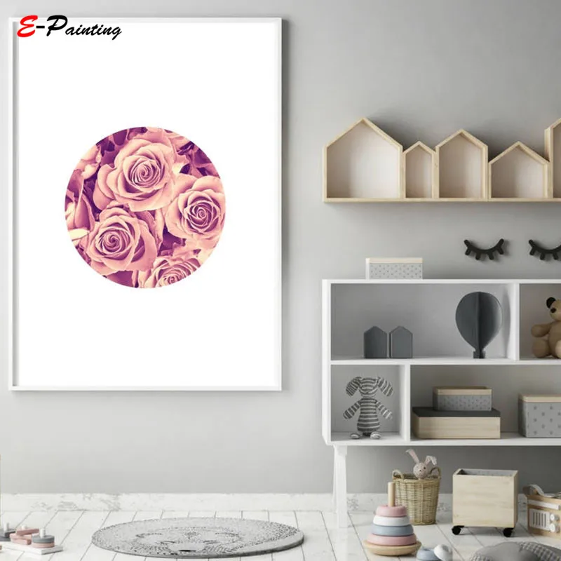 Nordic Canvas Painting Pink Roses Watercolor Wall Art Smiling Eyes Letter Poster Girls Bedroom Home Decor | Дом и сад