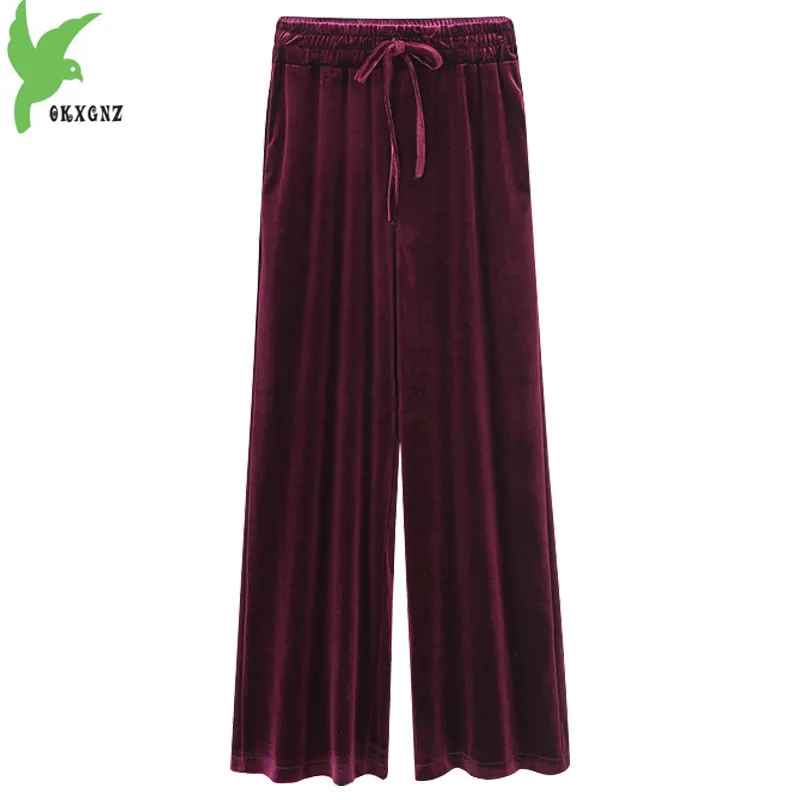 

Gold velvet wide leg pants for women 2020 spring autumn Plus size M-6XL High waist Casual pants loose female trousers OKXGNZ1845