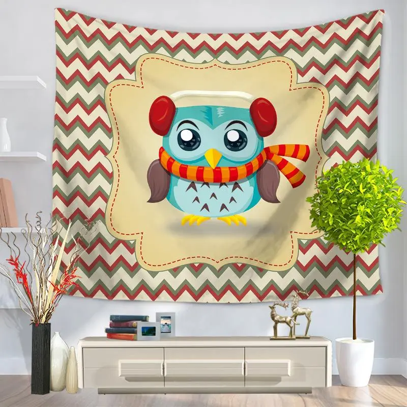 Индийская Мандала с милым принтом Совы настенный гобелен пляжный коврик