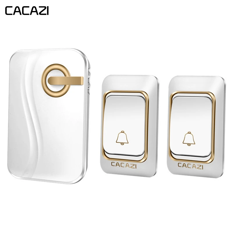 

CACAZI Wireless Waterproof Doorbell DC battery-operated 200M Remote 2 Button 1 Receiver Home Cordless Smart door bell Chime