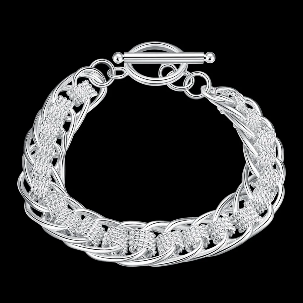Big Discount Punk Style New Bone Round 925 Stamp Silver Plated Bracelet &amp Bangles For Women Men Party Sport Free Shipping | Украшения и
