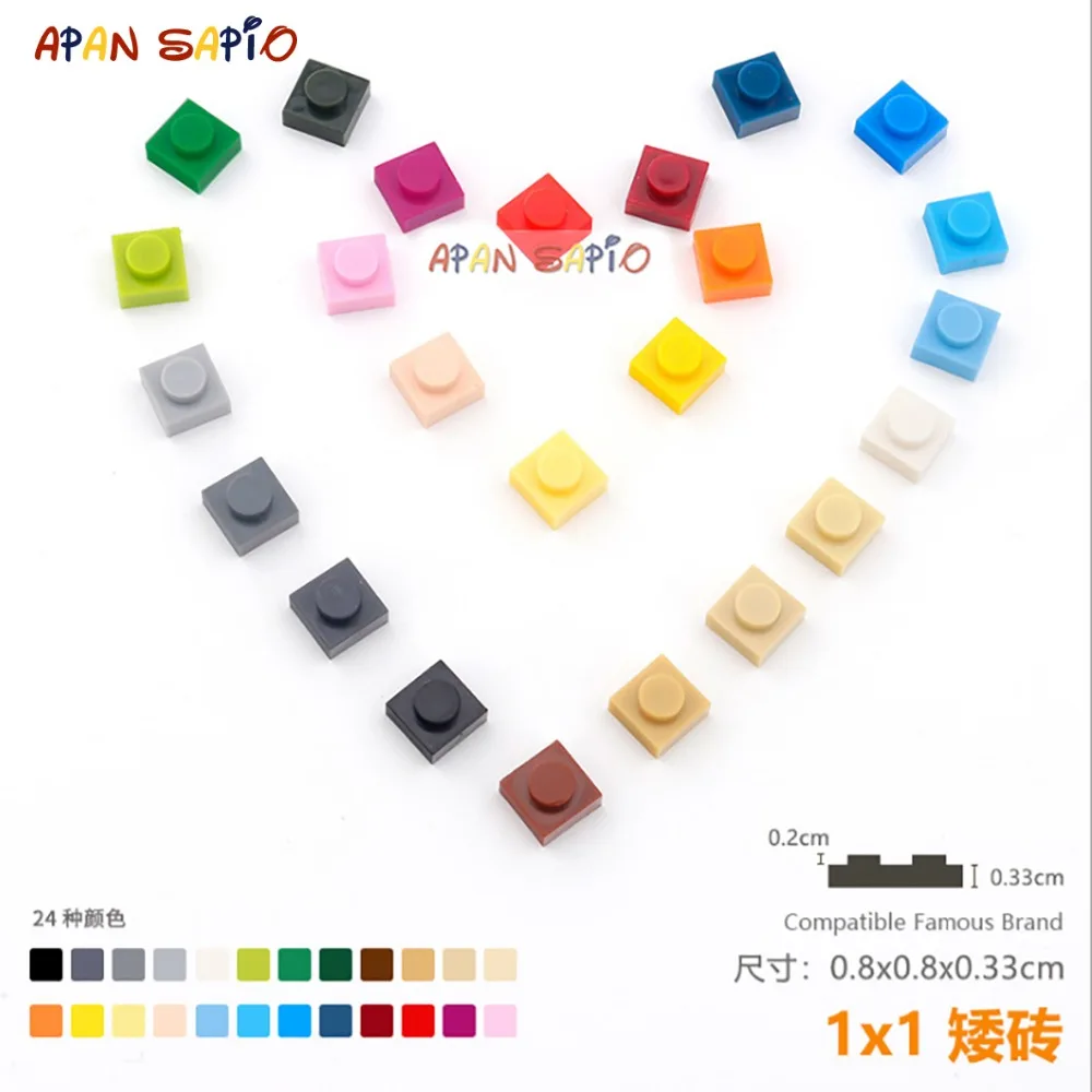 100pcs/lot DIY Blocks Building Bricks Thin 1x1 Educational Assemblage Construction Toys for Children Size Compatible With 3024
