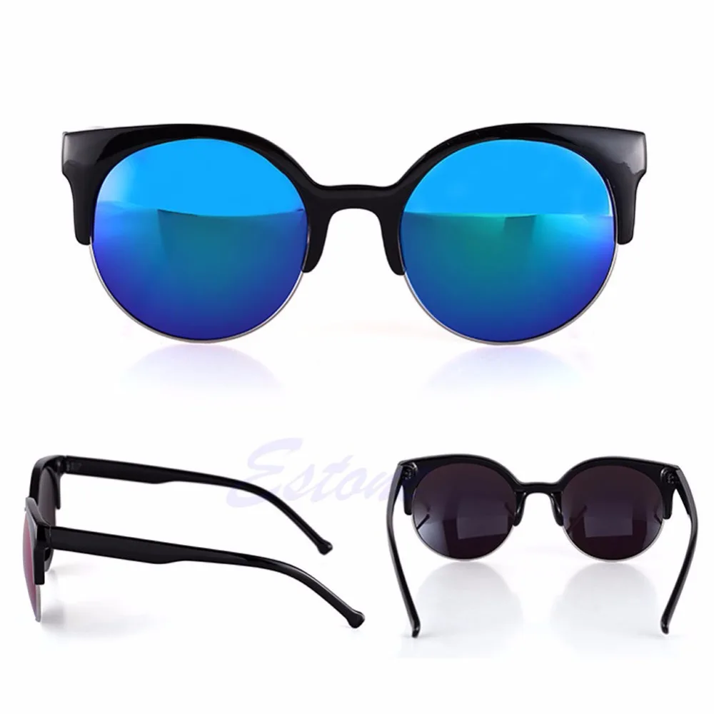 Модные Полуободковые солнцезащитные очки в стиле ретро суперкруглые унисекс |