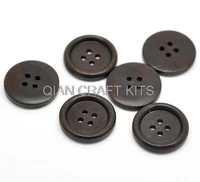 250pcs plain round wood button four hole dark brown coffee colour 25mm 1 wholesale bulk