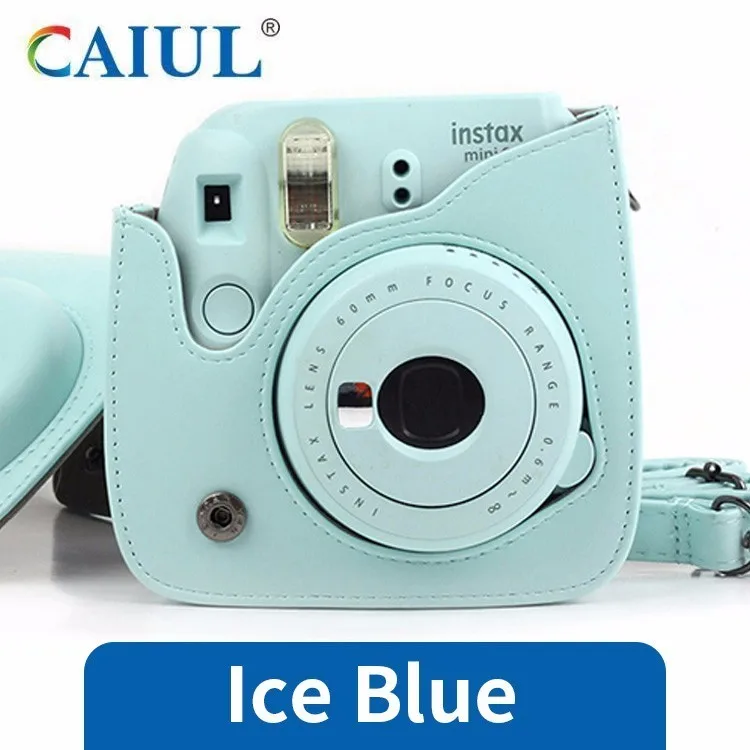Ice blue Fujifilm Instax mini чехол для камеры pu кожаный чехол с плечевым ремнем для Instax Mini 9 Mini 8 Mini 8+ мгновенная камера - Цвет: Ice blue