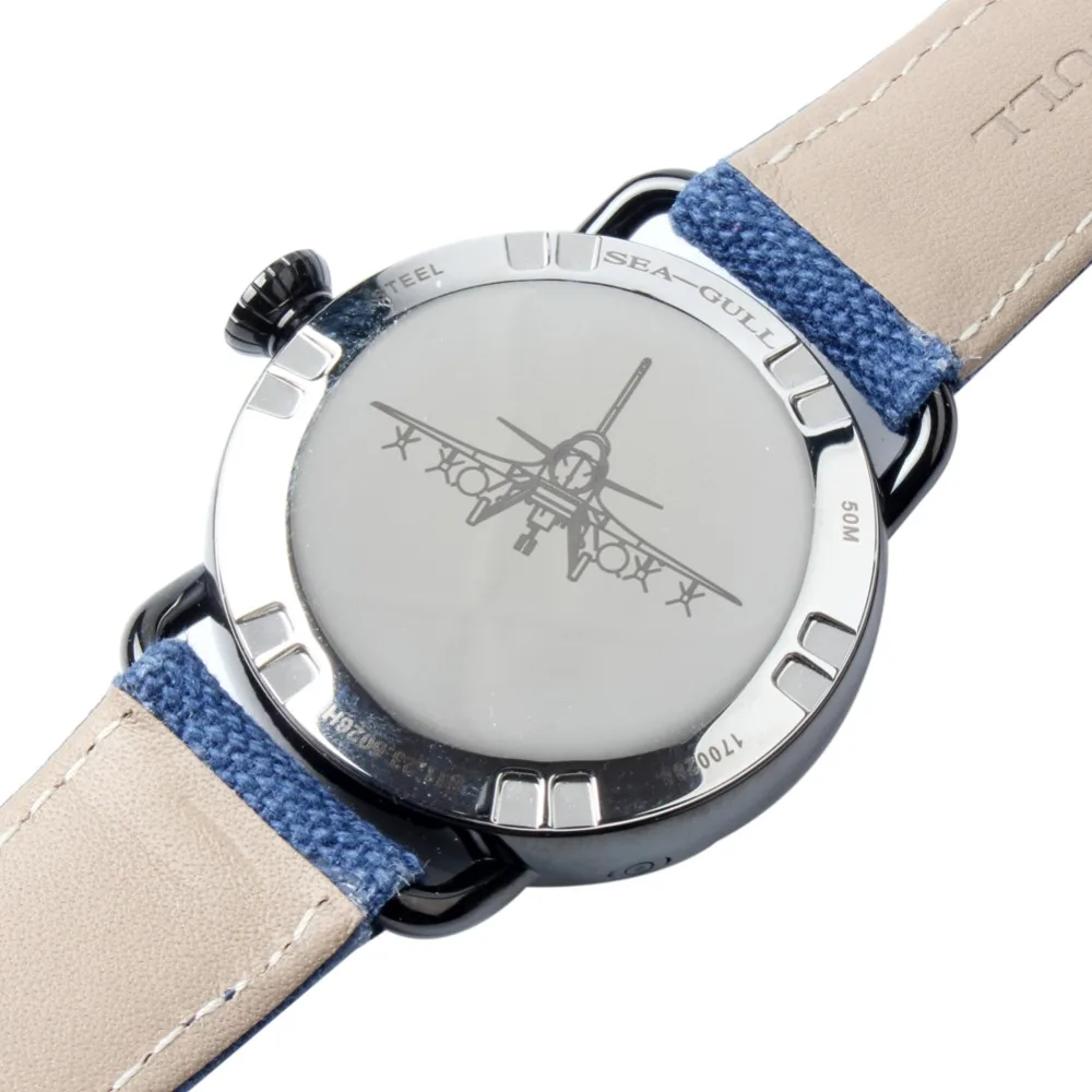 Автоматические китайские военные часы Seagull PVD с чёрным корпусом и датой