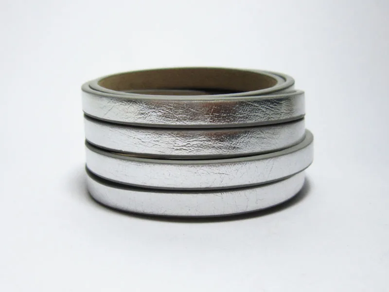 5x2mm Bright silver leather cord 5mm strips | Украшения и аксессуары