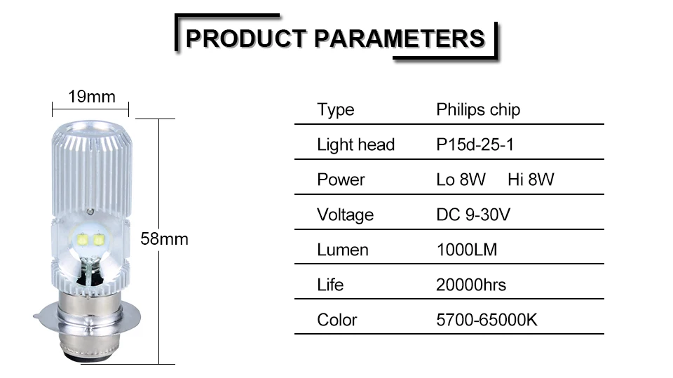 AcooSun P15d 12V светодиодный мотоцикл задний фонарь/6500 K 1000Lm противотуманные лампы DC12V 24V мопед скутер наружное освещение