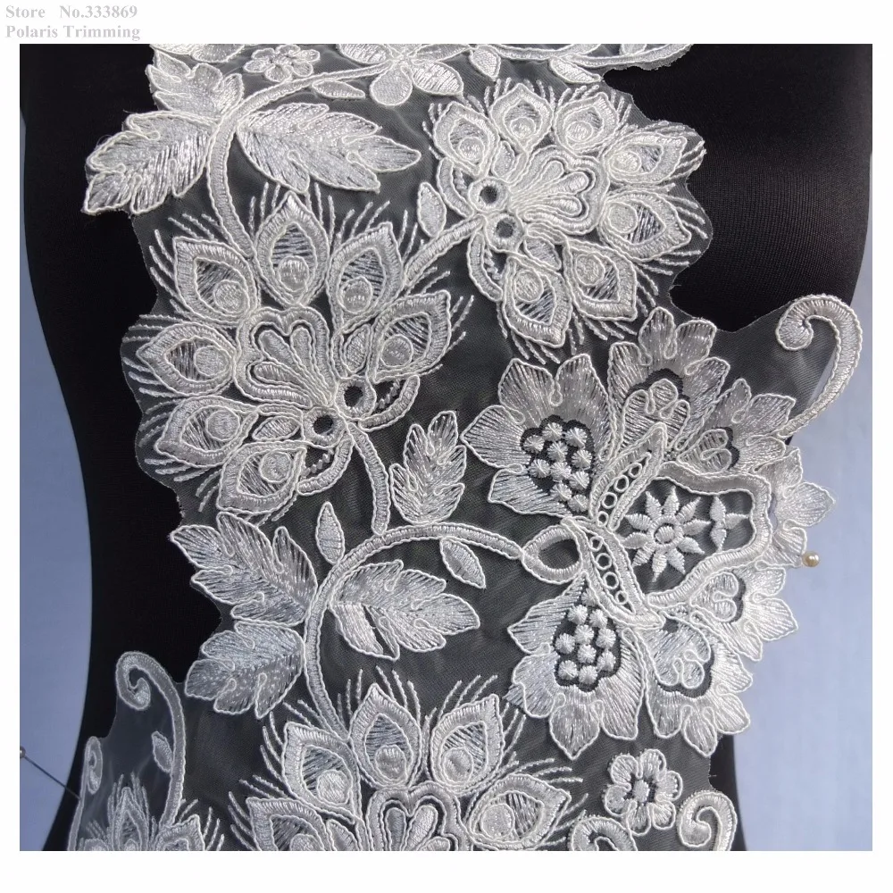 Бесплатная доставка 1 шт. аппликация кружевная отделка из цветов слоновой