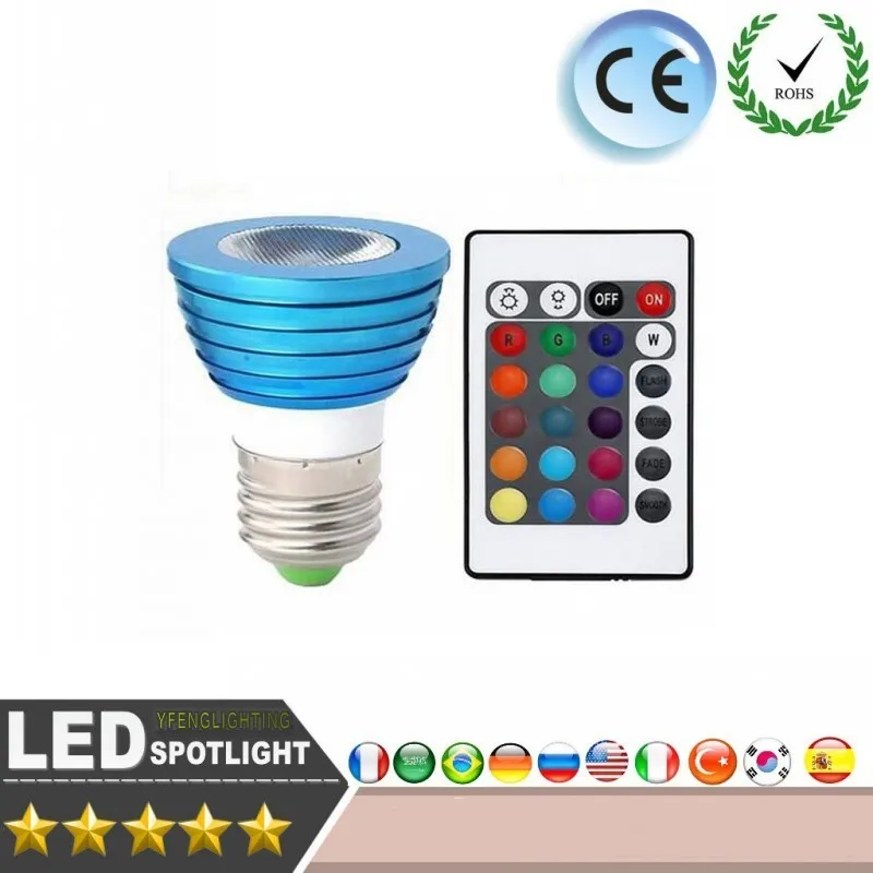 ZUCZUG светодиодный 16 Цвет RGB Spotlight E27/GU10 переменного тока: 86-265 В MR16 DC: 12 ful светильник 7