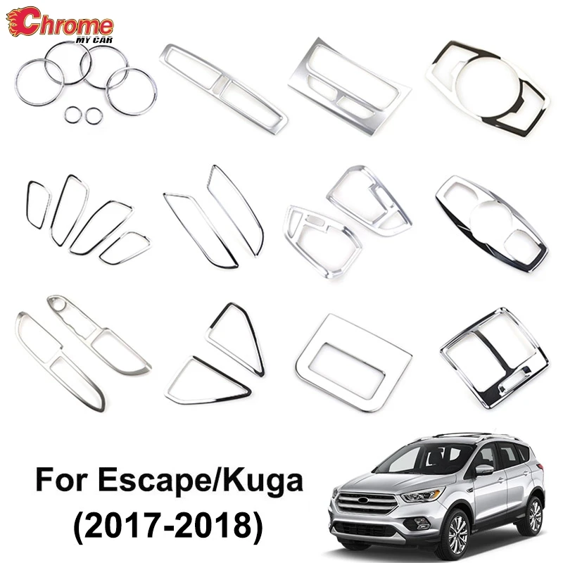 

Для Ford Escape Kuga 2017 2018, хромированный внутренний выключатель света, панель переменного тока, Крышка вентиляционного отверстия, ручка, отделка, ...