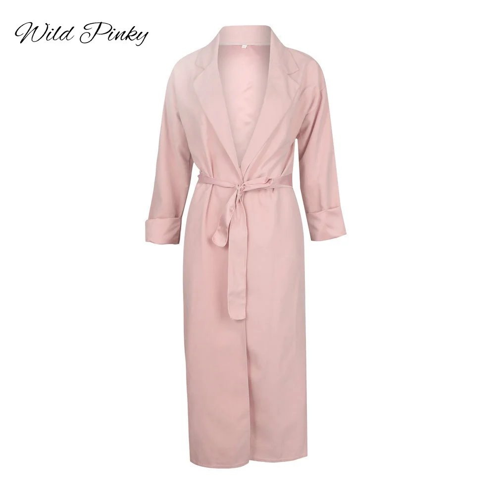 WildPinky 2019 Демисезонный новые модные классические розовый длинный плащ пальто Для