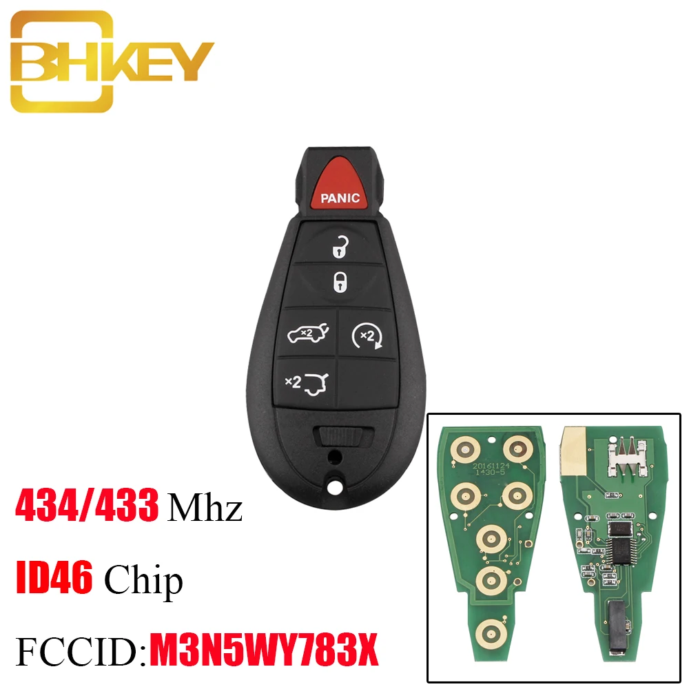 BHKEY 5 + 1 6 кнопок дистанционный смарт ключ брелок для JEEP M3N5WY783X / IYZ C01C Chrysler 300c город