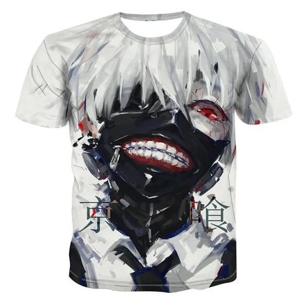 AE301 Аниме Kaneki Ken, футболка с 3d принтом, Мужская футболка в стиле хип-хоп с коротким рукавом, черные футболки, летние топы, стиль, модная мужская футболка s - Цвет: AE301