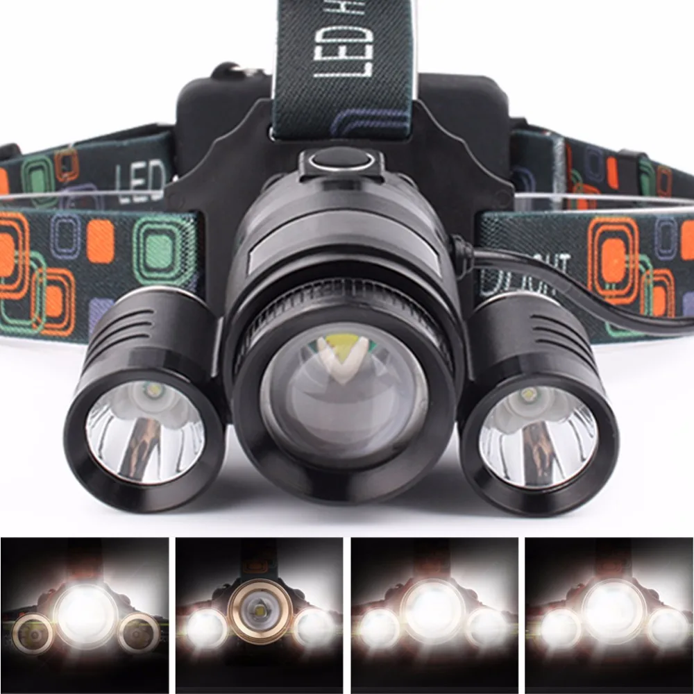 SKYFIRE Zoomable Высокая мощность водонепроницаемый 3 светодиодные фары 4 режима T6