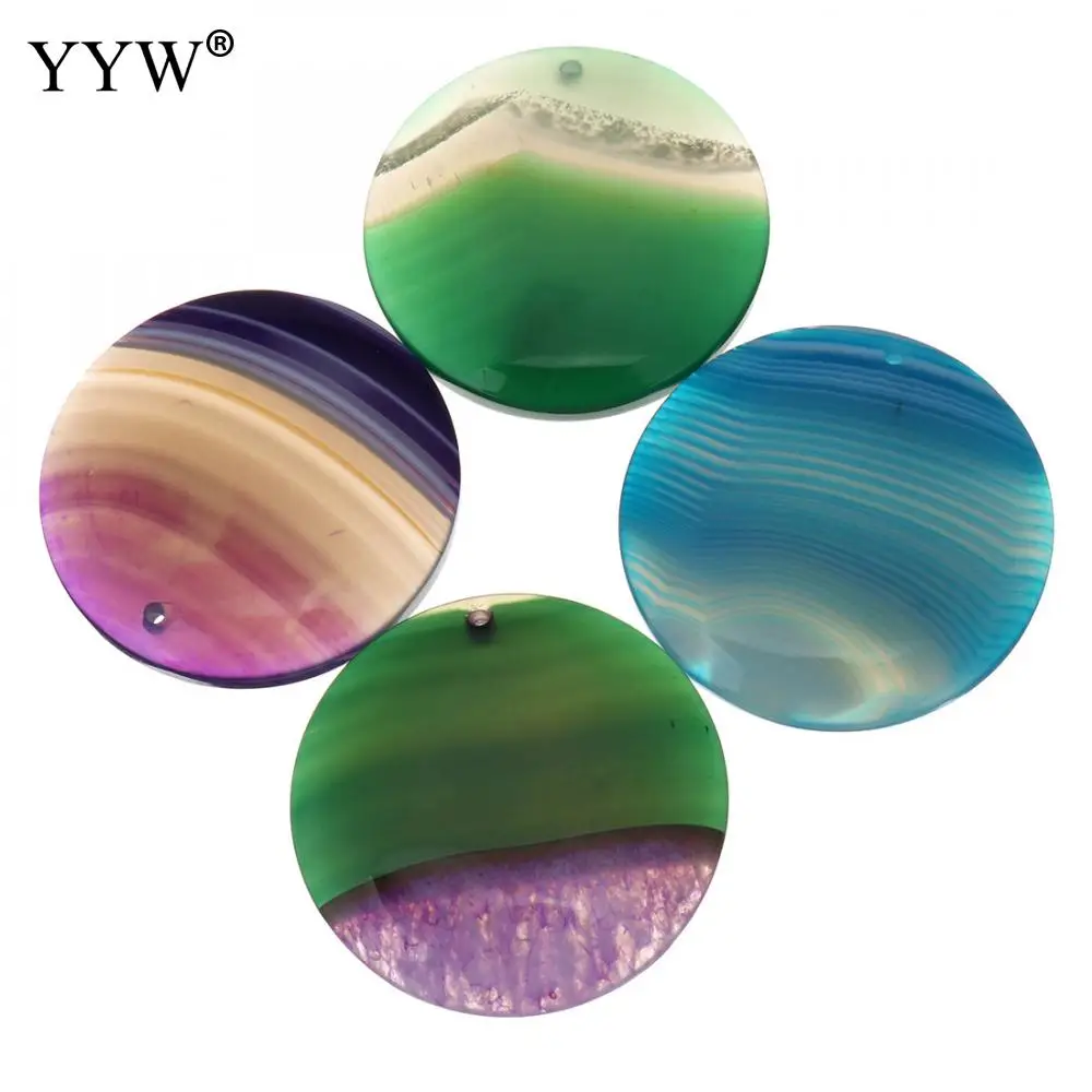 

1PC 40x7mm Natural Stone Pendant Drilling Hole Round Flat Beads Accessories Men Necklace Charm Jewelry 2019 For Handmade Women