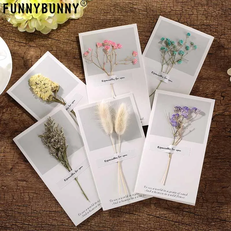 FUNNYBUNNY ручная работа сушеные цветы открытка вечеринка пригласительные открытки