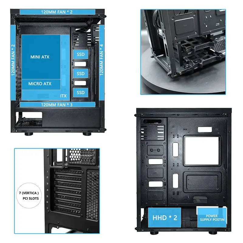 Игровой чехол darkFlash Phantom черный ATX Mid Tower настольный компьютер игровой корпус с 6 шт