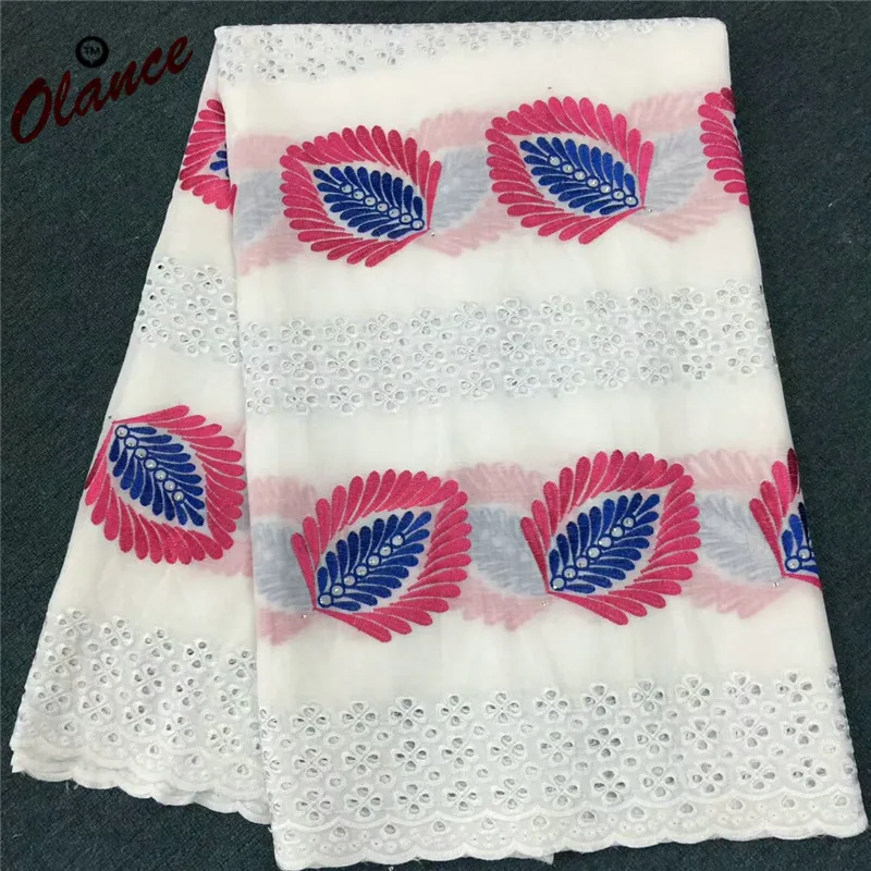 

Hollowed out big leaves pattern with rhinestones cotton fabric PS149 Free shipping graceful white color Swiss Voile Lace Fabric