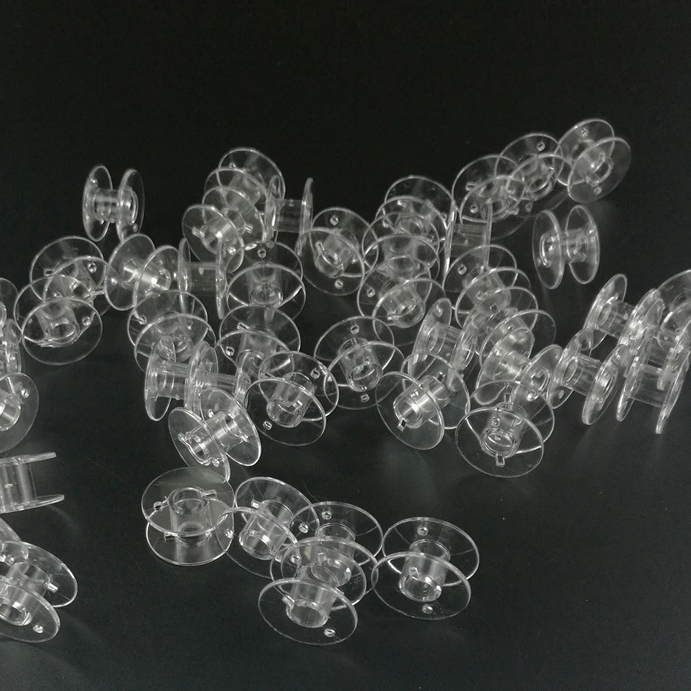 

100 PCS 2x1cm Plastic Clear Home Sewing Machine Thread String Empty Bobbin Spools Plastic Empty Sewing Machine Bobbins Spools