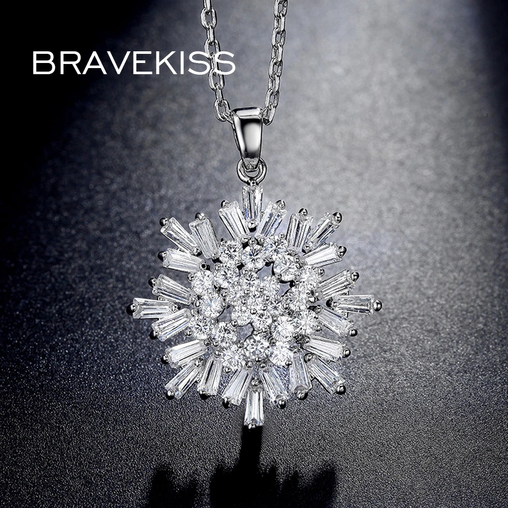 Серебряная подвеска с фианитами украшение подвесками|snowflake necklace|necklace chokersbig flower