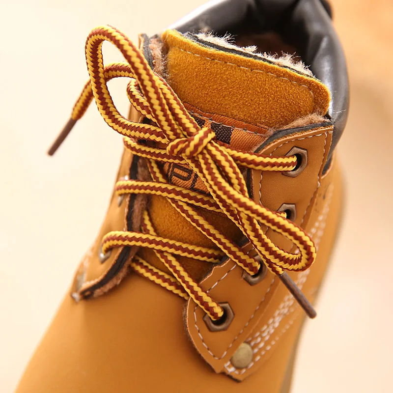 Удобные детские зимние кожаные ботинки для девочек теплая обувь мальчиков