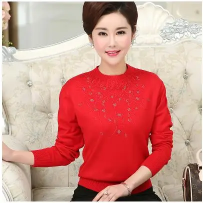 Winter Women Long Sleeve Casual Cashmere Sweaters middle age wool Pullovers Female Solid Pull Femme Knitted wear Sweater WQ931 | Женская