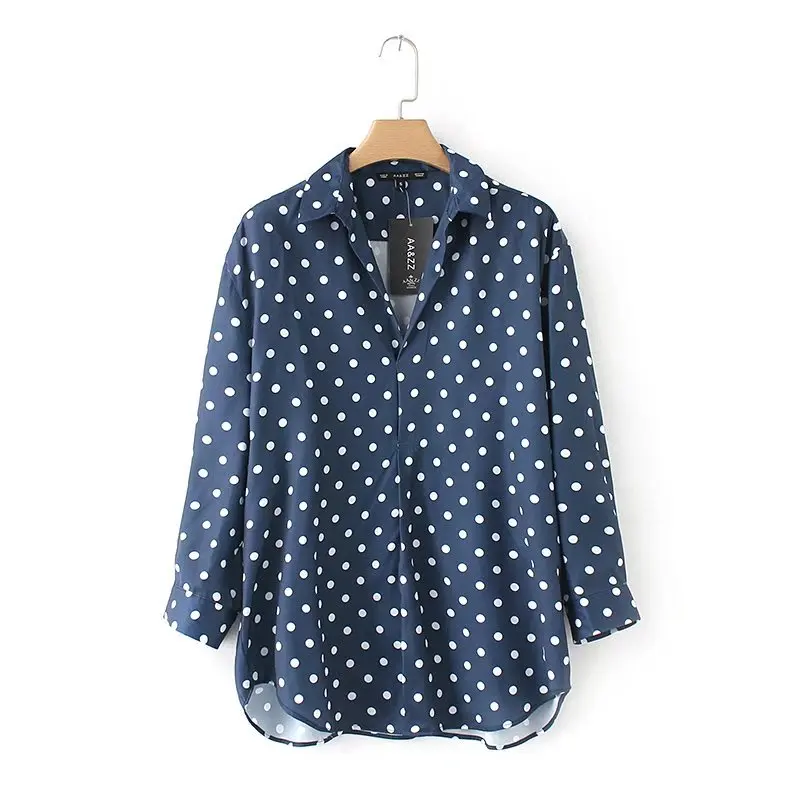 Женская блузка 2017 осенняя одежда Повседневная рубашка с рукавом три четверти