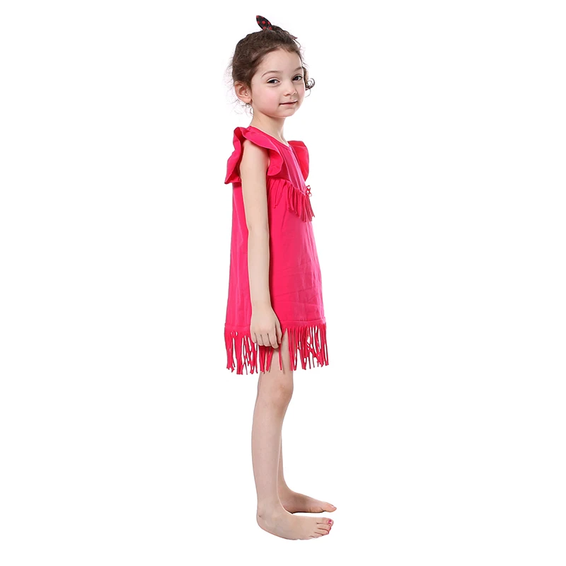 Girls Dresses Summer 2017 Princess Dress Baby Girl Kids For Hot Pink Clothes Tassel | Детская одежда и обувь