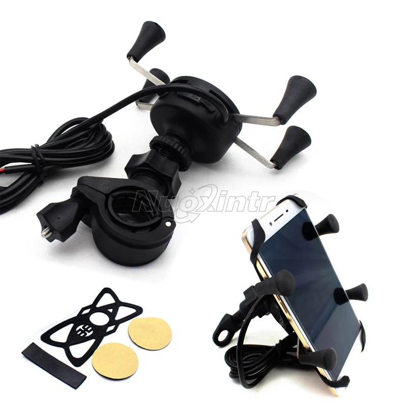 Зарядка для телефона Nuoxintr мотоциклетная с USB и кронштейном Harley Honda Suzuki Kawasaki Yamaha