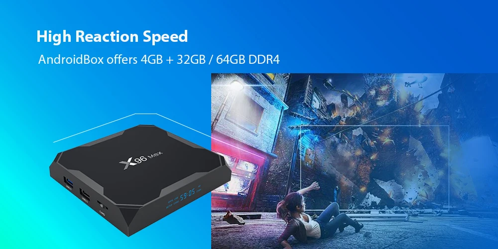 X96Max Smart TV BOX Android 9.0 Amlogic S905X2 LPDDR3 Quad Core 4GB 64GB 2.4G&5GHz Wifi BT 1000M 4K Set top box