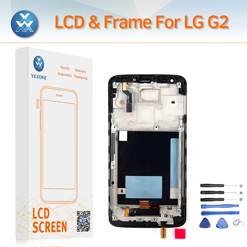 Для LG G2 F320 ЖК-дисплей Экран сенсорный дигитайзер каркасные Дисплей черный белый